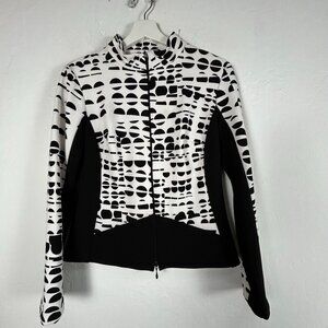 Joseph Ribkoff Womens Black & White Patterned Zip Front Active Jacket Size 10